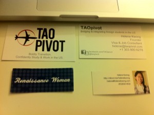 My two business cards: one for TAOpivot, the other for just me.