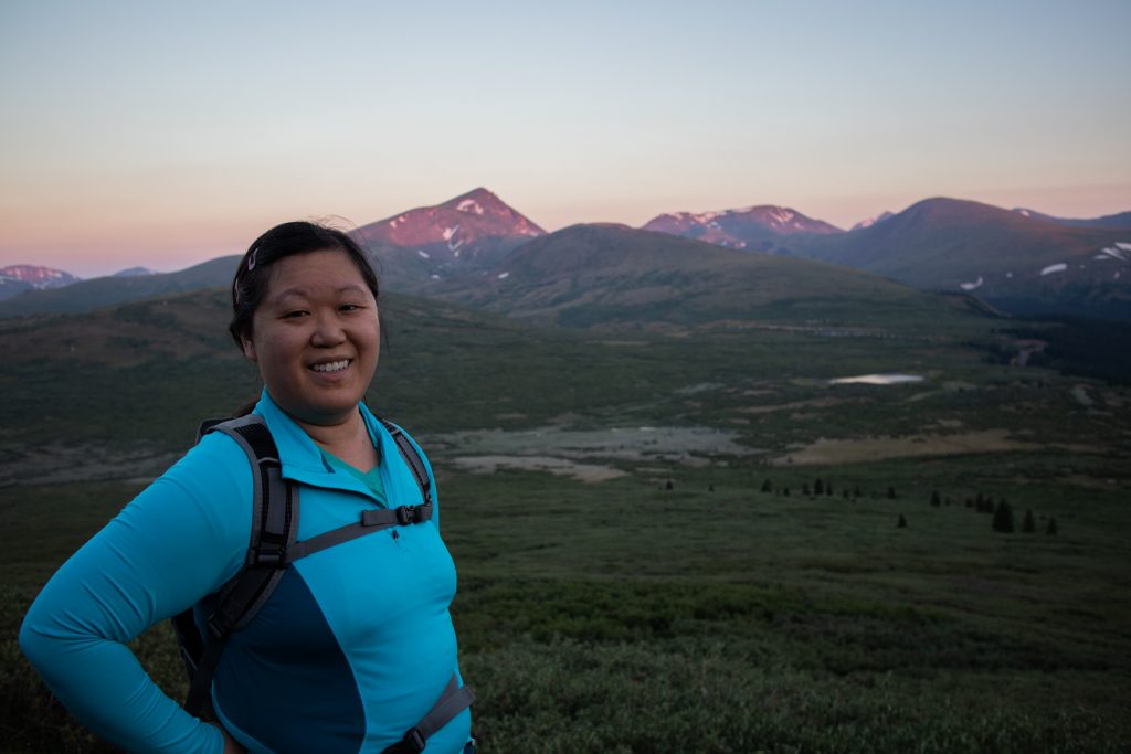 We started hiking Mount Bierstadt before dawn and got to enjoy seeing the sunrise on the mountains.