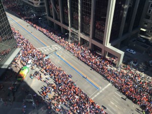 We were able to watch the Broncos parade this past February from Modworks. Thirteenth floor view ain't bad!